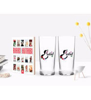 BK Gift Kişiye Özel Renkli Baskılı Harfli İkili Rakı Bardağı ve Rakı Cep Kitabı Hediye Seti-3 (Model 1)