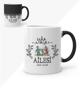 BK Gift Kişiye Özel Yılın En İyi Ailesi Sihirli Kupa Bardak  2
