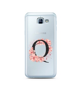 Pembe Çiçekli Harf Tasarım Süper Şeffaf Silikon Telefon Kılıfı Samsung A8 (2016)