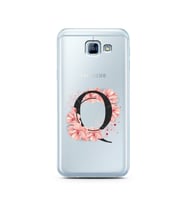 Pembe Çiçekli Harf Tasarım Süper Şeffaf Silikon Telefon Kılıfı Samsung A8 (2016)