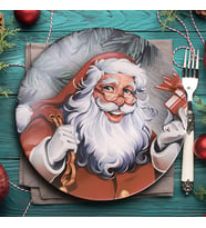 Keramika Yılbaşı/Noel Servis Tabağı 26 Cm - 17979 (Kırmızı)