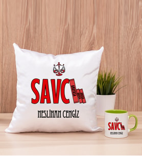 Savcı Kare Yastık ve Yeşil Kupa Bardak