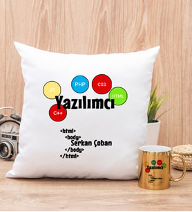 Yazılımcı Yastık ve Gold Kupa Bardak