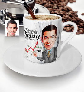 BK Gift Kişiye Özel Bay Ceo Karikatür Türk Kahvesi Fincanı  1