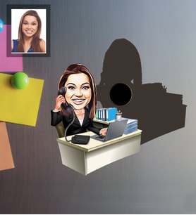 Kişiye Özel Patron Karikatürlü Ahşap Magnet Bayan-17
