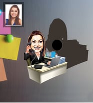 Kişiye Özel Patron Karikatürlü Ahşap Magnet Bayan-17