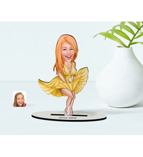 BK Gift Kişiye Özel Marilyn Monroe Karikatür Ahşap Biblo  1