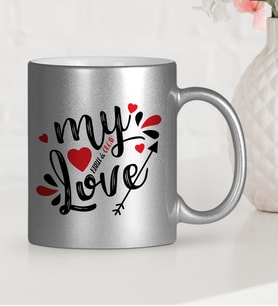 BK Gift Kişiye Özel Aşkım Gümüş Yaldızlı Kupa Bardak  1