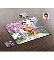 BK Gift Kişiye Özel Beyaz Atlı Prens Karikatürlü Ahşap Puzzle-1