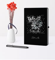 BK Gift Kişiye Özel Yılbaşı Noel Baba Temalı Siyah Defter Kalem Seti - 5