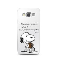 Snoopy Tasarımlı Süper Şeffaf Silikon Telefon Kılıfı Samsung A3 (2015)