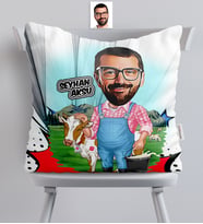 BK Gift Kişiye Özel Bay Çiftçi Karikatürlü  Yastık