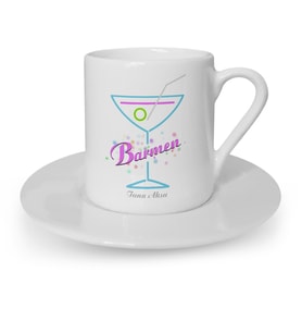 BK Gift Kişiye Özel Mesleki Barmen Türk Kahvesi Fincanı  2