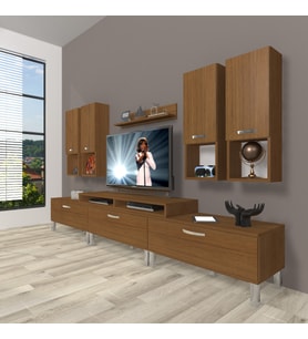 Decoraktiv Ekoflex 8da Slm Krom Ayaklı Tv Ünitesi Tv Sehpası (Ceviz)