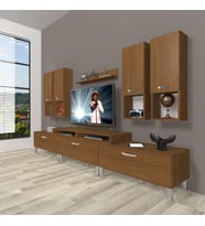 Decoraktiv Ekoflex 8da Slm Krom Ayaklı Tv Ünitesi Tv Sehpası (Ceviz)