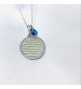 Oval Plaka Dua Gümüş Kolye