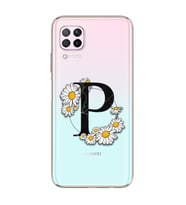Papatya Harf Tasarım Süper Şeffaf Silikon Telefon Kılıfı Huawei P40 Lite P-Harfi