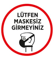 MIGNATIS - Lütfen Maskesiz Girmeyin Kırmzı Renk Sticker Afiş Cam Yapıştırma 45x45cm 3 ADET SYL03