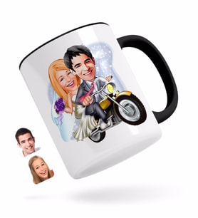 BK Gift Kişiye Özel Evleniyoruz Karikatürlü Siyah Kupa Bardak-8