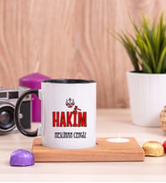 Hakim Ahşap Altlıklı Mumlu Siyah Kupa Bardak