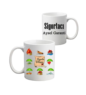 Sigortacıya Hediye İsim Baskılı Kişiye Özel Kupa Bardak