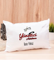Yönetici Asistanı Dikdörtgen Saten Yastık (Beyaz)