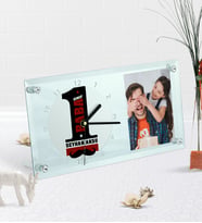 BK Gift Kişiye Özel Fotoğraflı 1. Sınıf Baba Masaüstü Cam Saat (Beyaz)