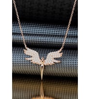 Mikail Meleği Rose Gold Taşlı Bayan Gümüş Kolye wsn260