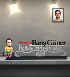 Kişiye Özel Sporcu Karikatürlü Kolay Yetişmiyor Ahşap Biblo Bay-7