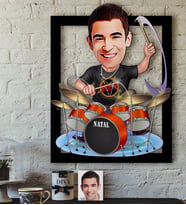 BK Gift Kişiye Özel Bay Baterist Karikatürlü 3D Ahşap Tablo