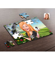 BK Gift Kişiye Özel Kadın Dövme Sanatçısı Karikatürlü Ahşap Puzzle-1