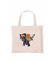 Njovu Bag Büyük Minecraft Savaşçıları Alışveriş Bez Çanta (Beyaz)