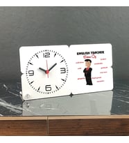 English Teacher Ahşap Masa Saati 006