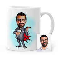 BK Gift Kişiye Özel Bay Patron Karikatür Beyaz Kupa Bardak  3