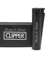İsme Özel Clipper Marka Pürmüz Alevli Metal Çakmak Mat Siyah