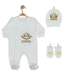 Pia Baby Gl 1920-01 İsme Özel Üçlü Tulum Set