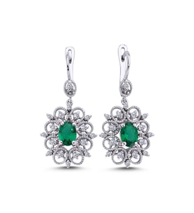Lova Pırlantalı Oval Zümrüt Küpe - 3070017