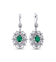 Lova Pırlantalı Oval Zümrüt Küpe - 3070017