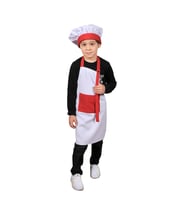 Mutfak Önlüğü Şapkalı(Çocuklar İçin)Beyaz  Kırmızı