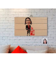 BK Gift Kişiye Özel Kadın Big Boss Karikatürlü Otantik Ahşap Palet Tablo-3