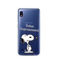 Snoopy Tasarımlı Süper Şeffaf Silikon Telefon Kılıfı Samsung A10