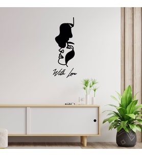 New Jargon - El Yazısı With Love Kadın ve Erkek Duvar Yazısı Sticker 60x24cm - Siyah