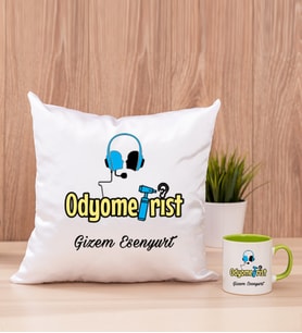 Odyometrist Kare Yastık ve Yeşil Kupa Bardak