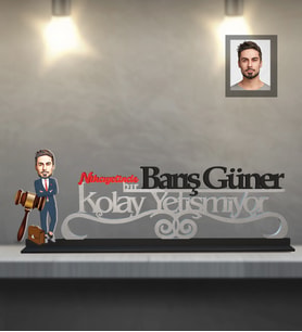 Kişiye Özel Avukat Karikatürlü Kolay Yetişmiyor Ahşap Biblo Bay-4