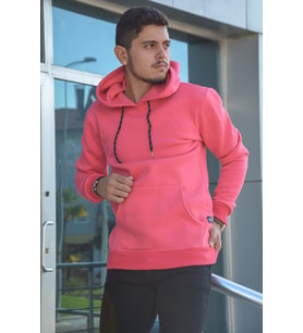 Erkek Kapüşonlu Uzun Kollu Kanguru Cepli Sweatshirt 20Y-5200373-01 Nar Çiçeği