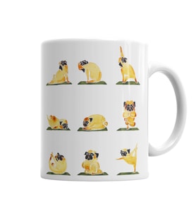 Pug Yoga Köpek Kupa Bardak Porselen