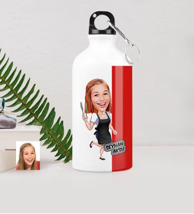 BK Gift Kişiye Özel Bayan Süper Aşçı Karikatürlü Metal Suluk 500 Ml