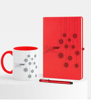 BK Gift Kişiye Özel Yılbaşı Mutlu Yıllar Temalı Kırmızı Defter Kalem Kupa Seti - 10