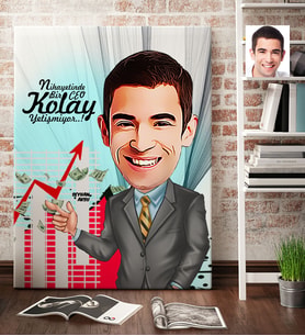 BK Gift Kişiye Özel Bay Ceo Karikatür Kanvas Tablo 70x100cm 1