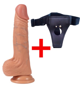 Ekstra Yumuşak Gerçekci Ten Dokulu Çift Katmanlı 20 Cm Takma Penis